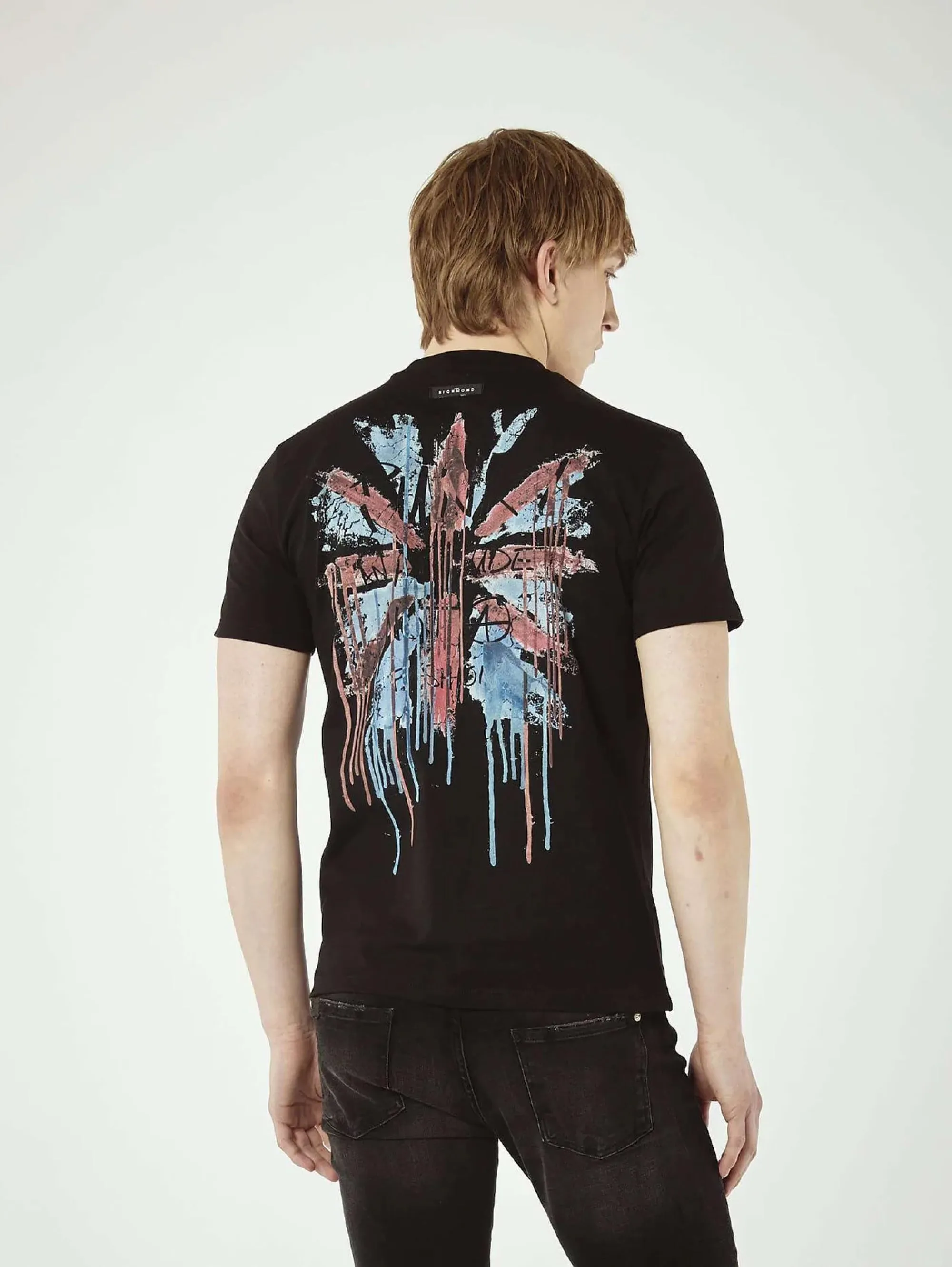 T-shirt con Stampa Posteriore Nero