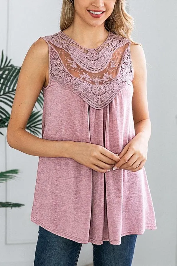 T-shirt With Round Collar Lace