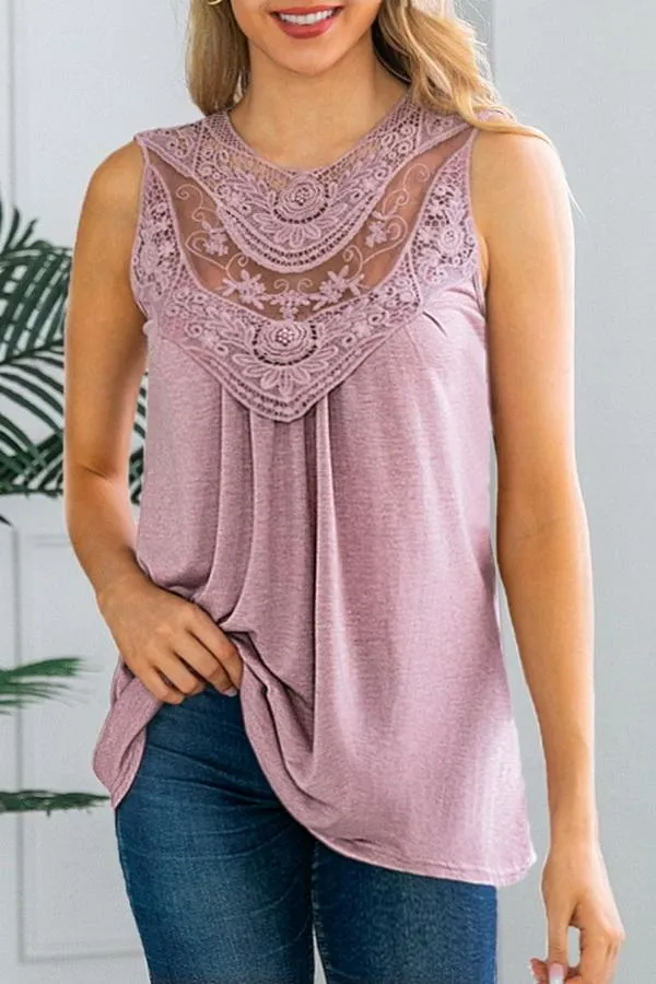 T-shirt With Round Collar Lace