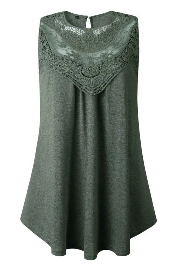 T-shirt With Round Collar Lace