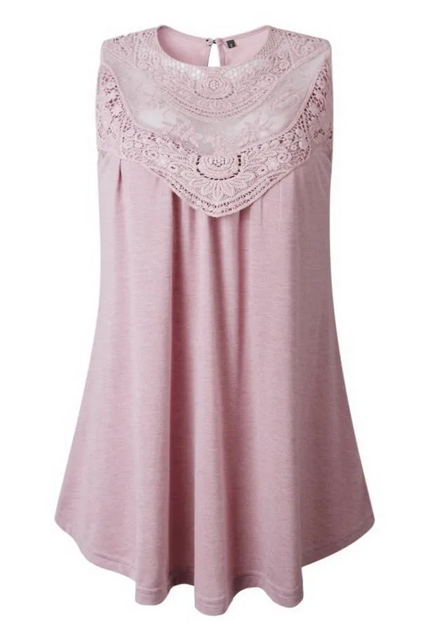 T-shirt With Round Collar Lace