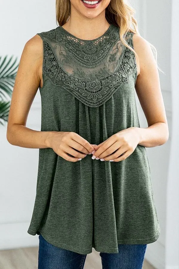 T-shirt With Round Collar Lace