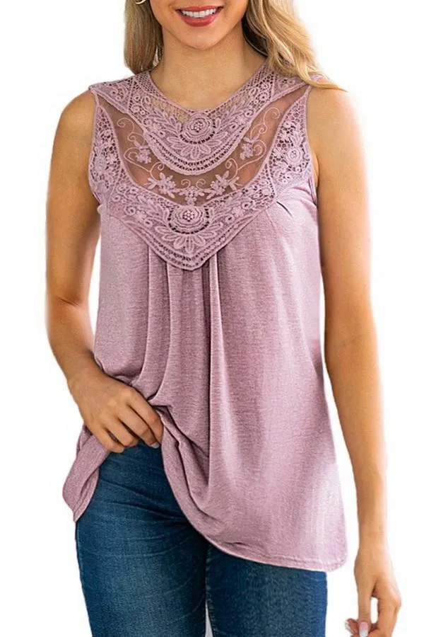 T-shirt With Round Collar Lace