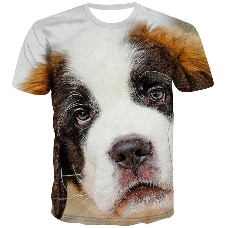 t shirts dog Puppy Cute animal 3D tshirt art costume big Smart dogs men's Casual