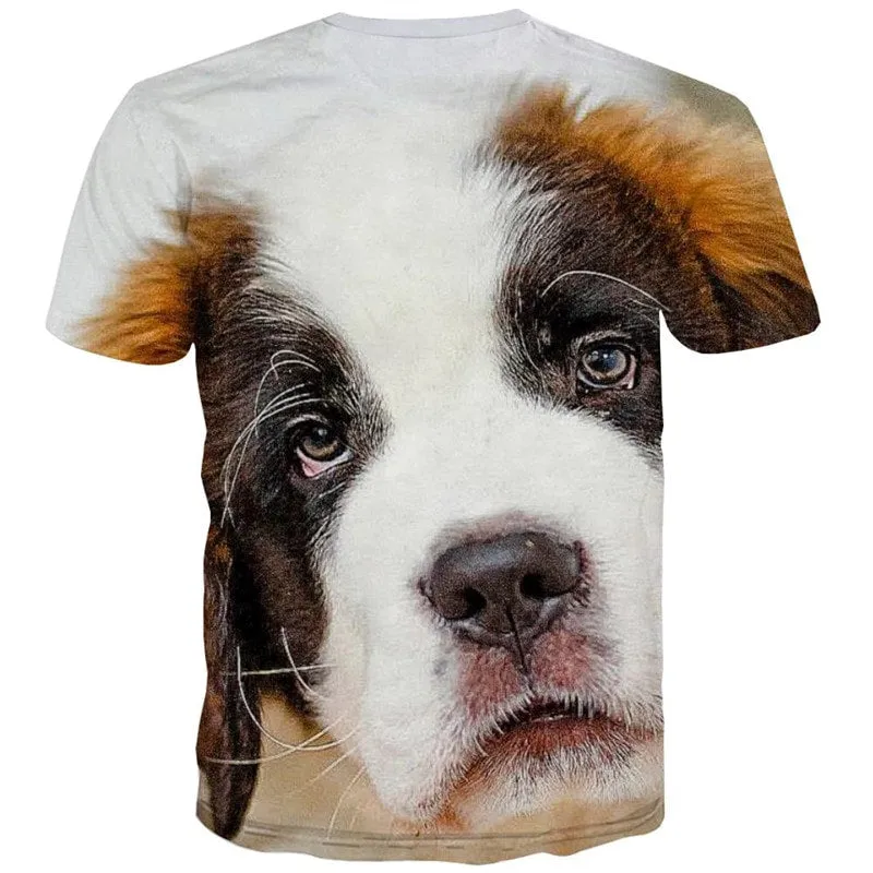 t shirts dog Puppy Cute animal 3D tshirt art costume big Smart dogs men's Casual
