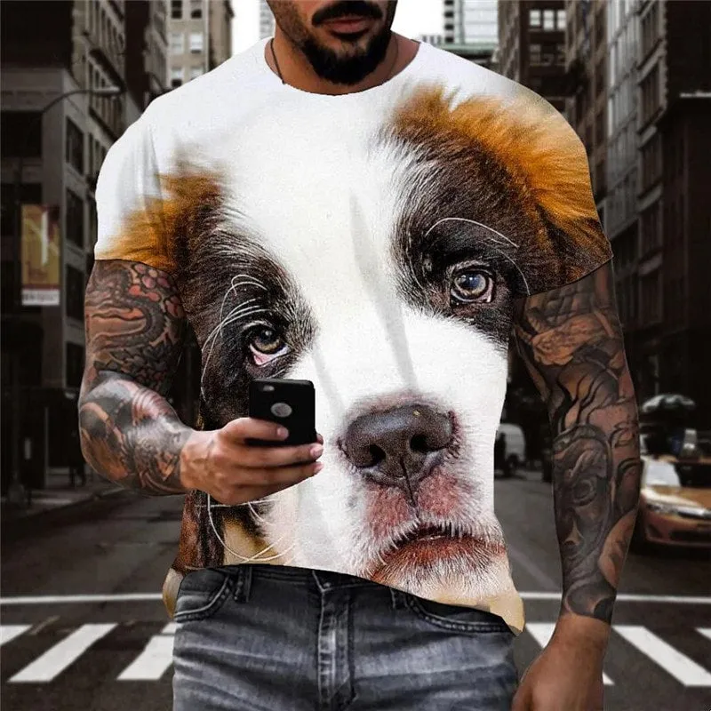 t shirts dog Puppy Cute animal 3D tshirt art costume big Smart dogs men's Casual
