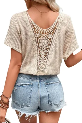 TEEK - Beige Round Neck Short Sleeve T-Shirt