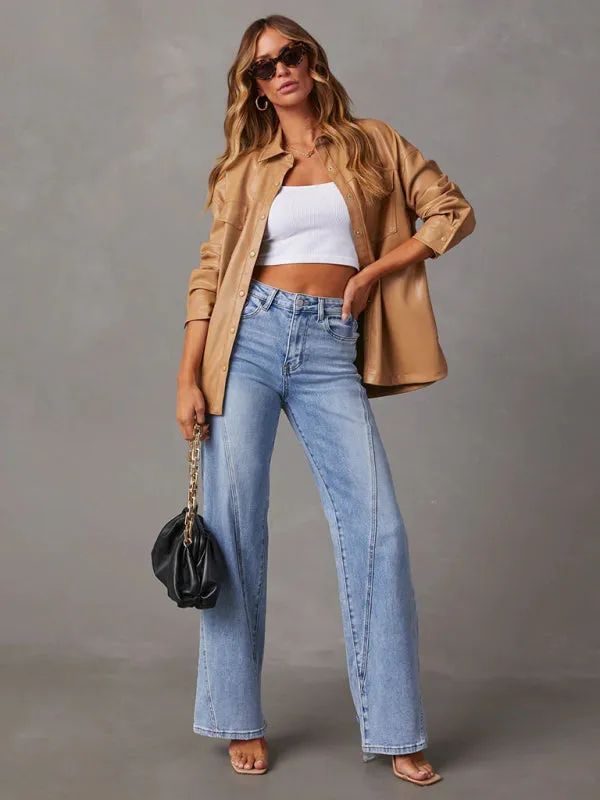 TEEK - Loose Spliced Wide Leg Jeans