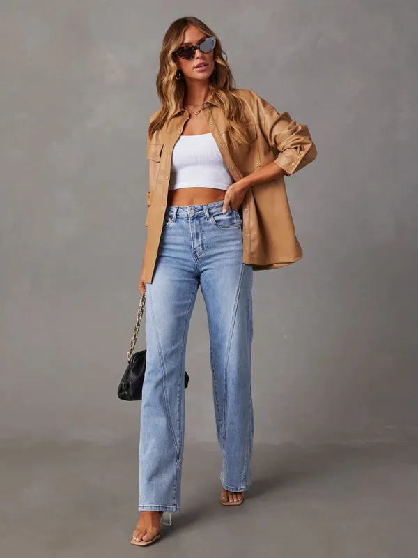 TEEK - Loose Spliced Wide Leg Jeans