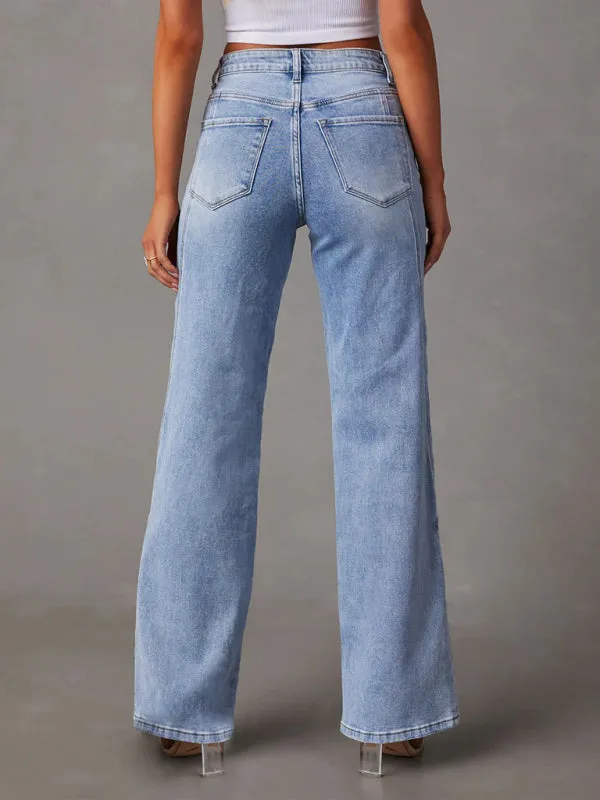 TEEK - Loose Spliced Wide Leg Jeans