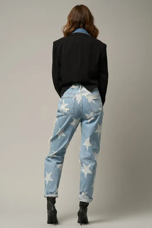 TEEK - Star Print Slouch Jeans