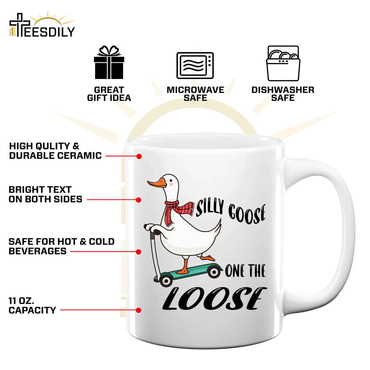 Teesdily | Funny Goose Shirt, Silly Goose On The Loose T-shirt, Meme Tshirt, Goose Sweatshirt Hoodie Mug, Meme Goose T-shirt, Goose Lover Gifts