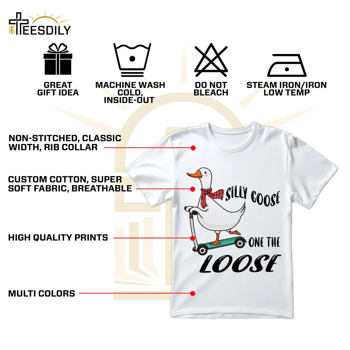Teesdily | Funny Goose Shirt, Silly Goose On The Loose T-shirt, Meme Tshirt, Goose Sweatshirt Hoodie Mug, Meme Goose T-shirt, Goose Lover Gifts