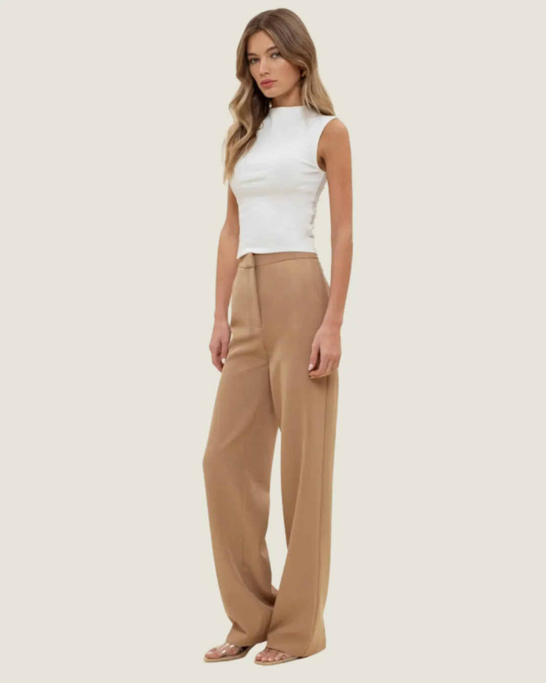 The Amelia: Mock Neck Sleeveless Cropped Top