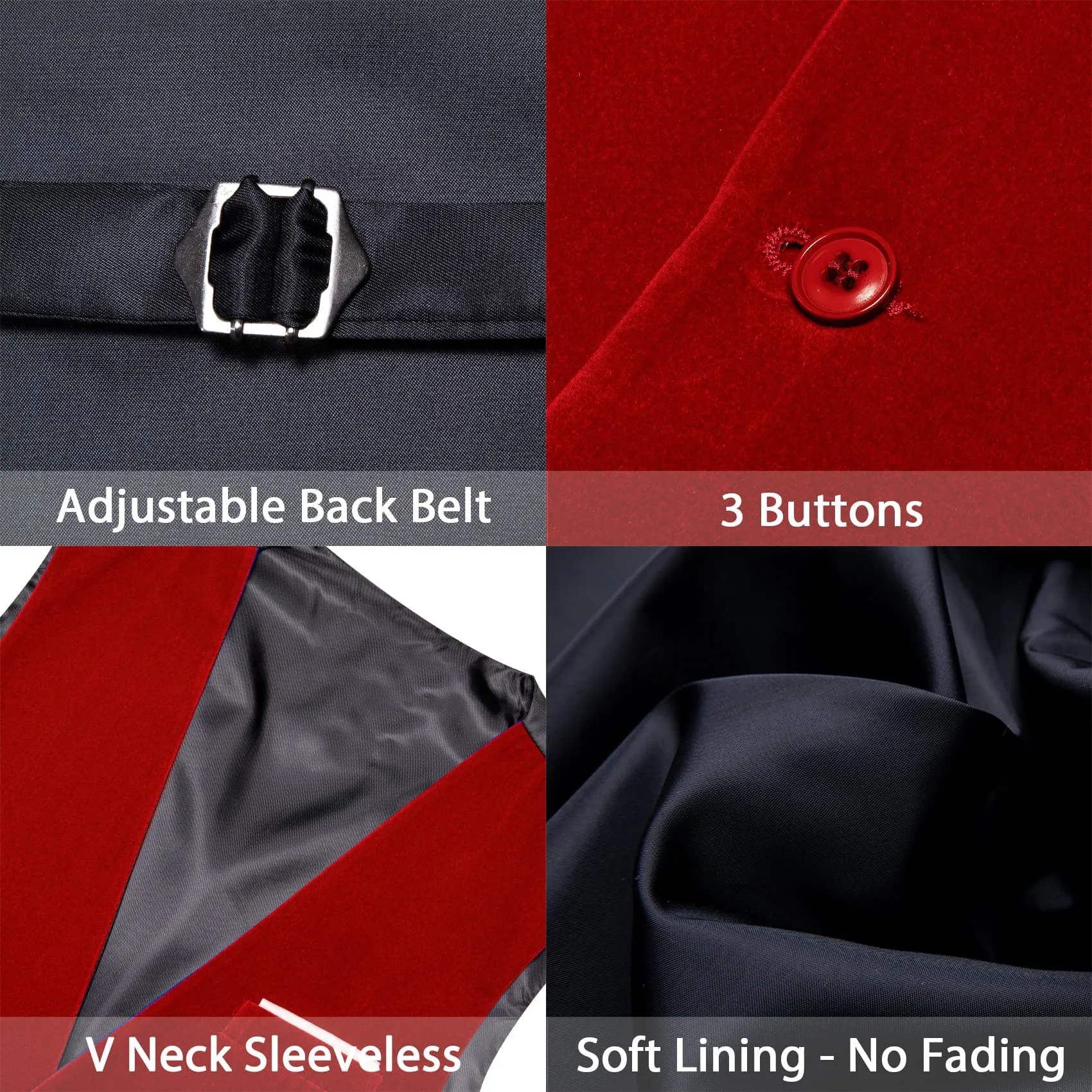 Ties2you Dress Vest Dark Red Solid V-Neck Mens Suede Leather Vest Waistcoat Bow Tie Set