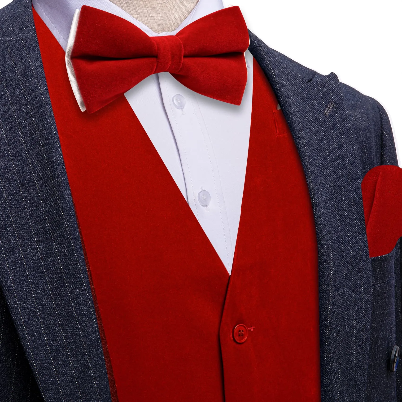 Ties2you Dress Vest Dark Red Solid V-Neck Mens Suede Leather Vest Waistcoat Bow Tie Set