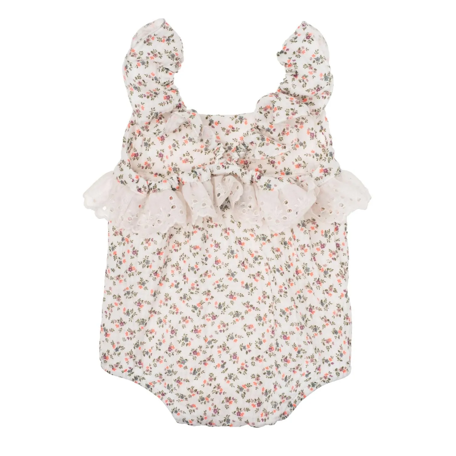 TOCOTO VINTAGE OFF WHITE FLORAL LACEY ROMPER