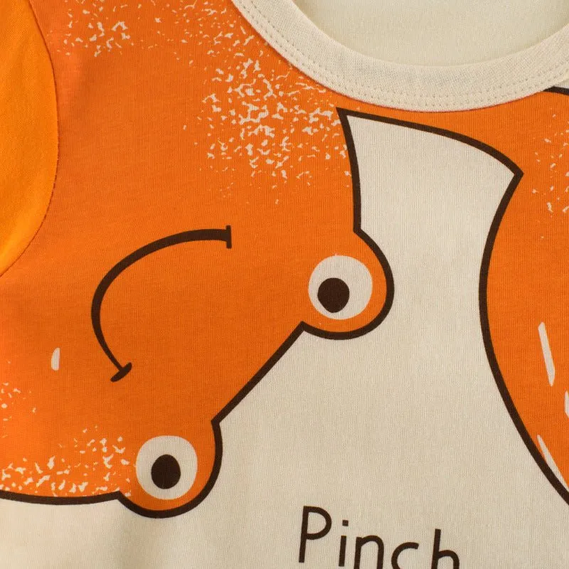 Toddler Boy's Summer Crab Print Short Sleeve T-shirt