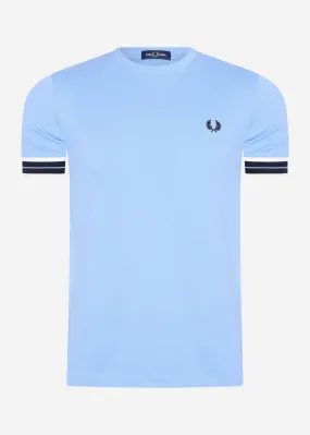 Tramline tipped pique t-shirt - sky