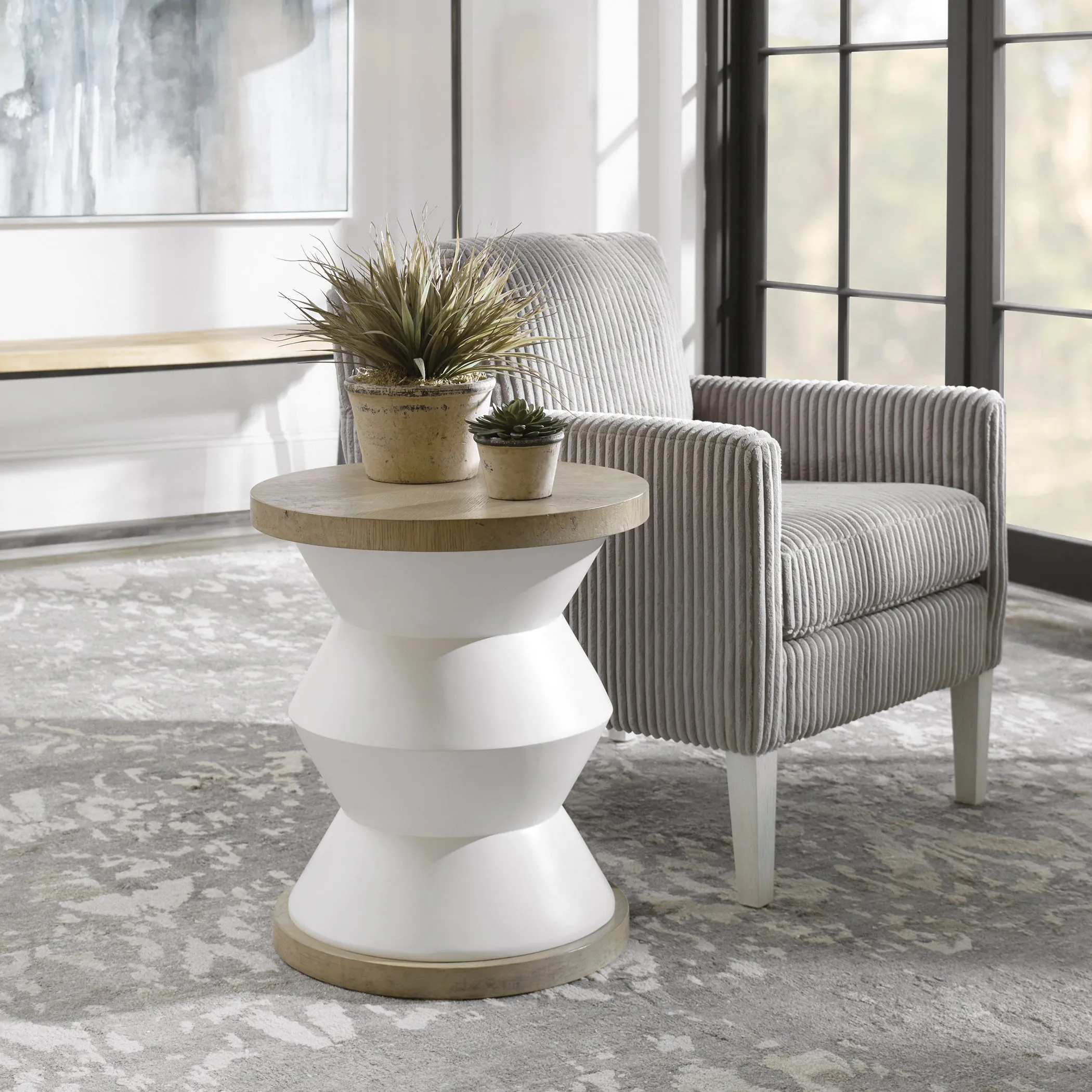 Uttermost Spool Geometric Side Table