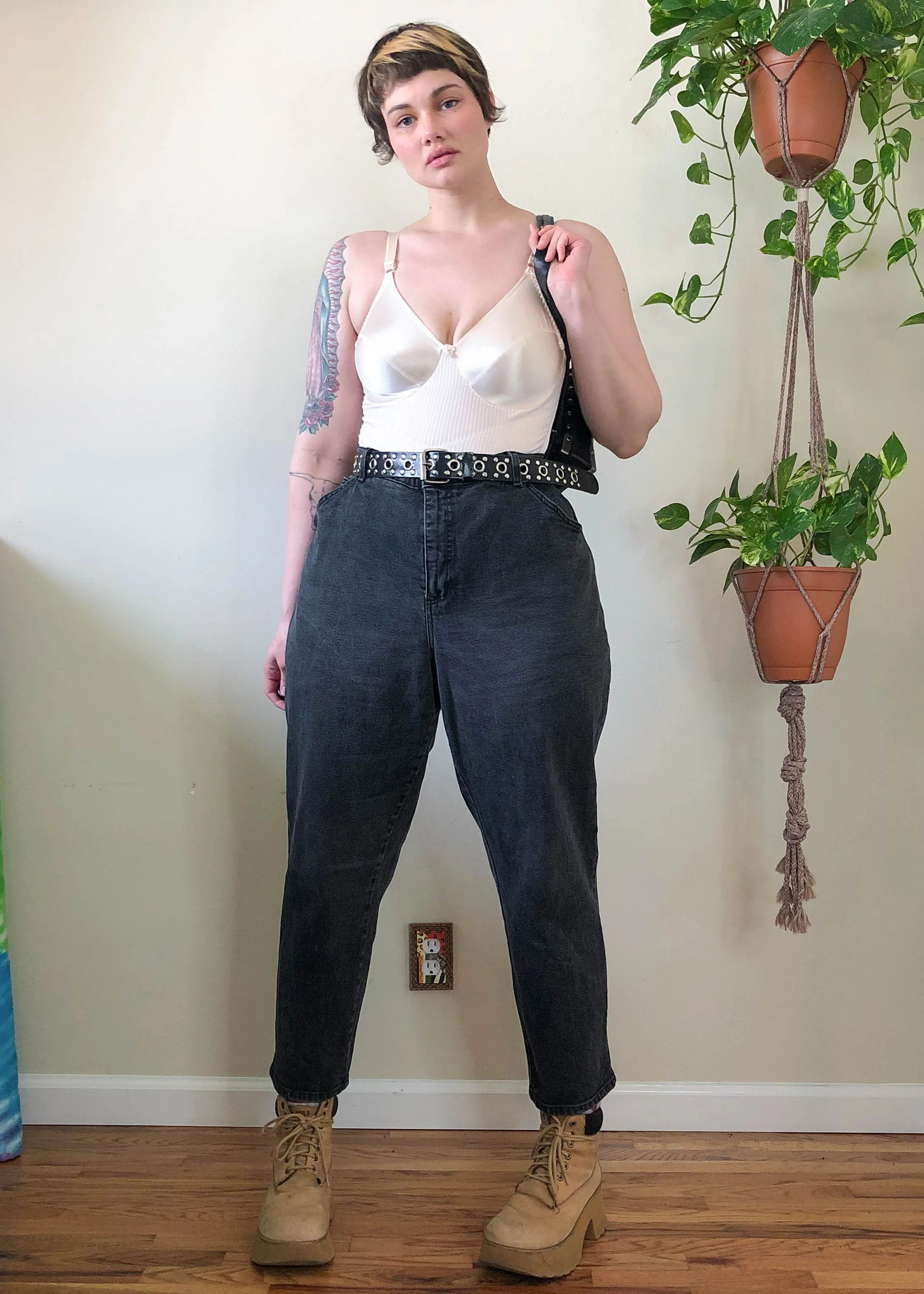 Vintage Faded Black Mom Jeans with Slight Stretch - 3X