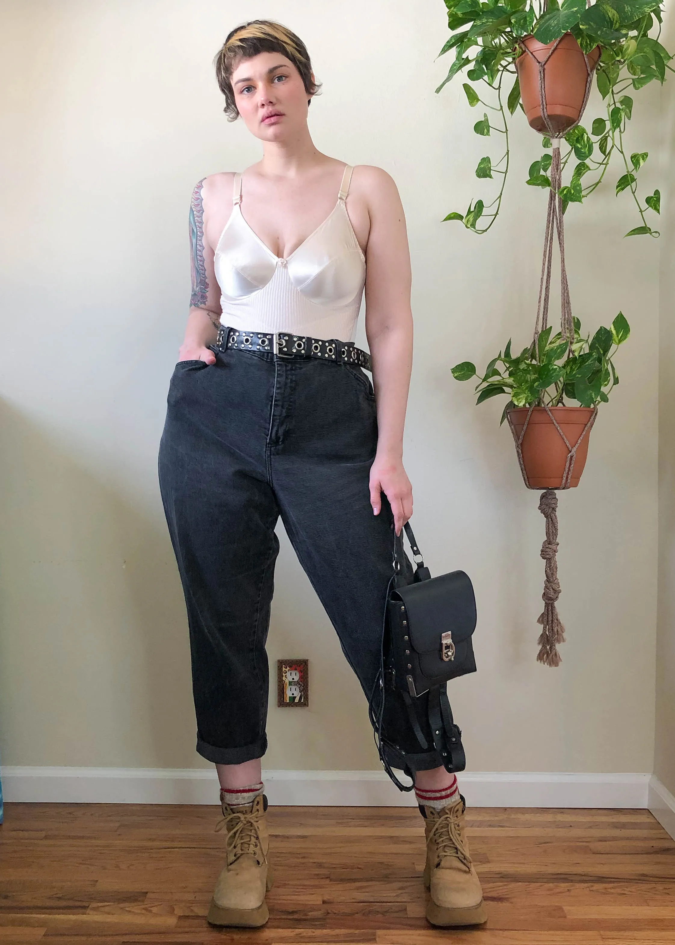 Vintage Faded Black Mom Jeans with Slight Stretch - 3X