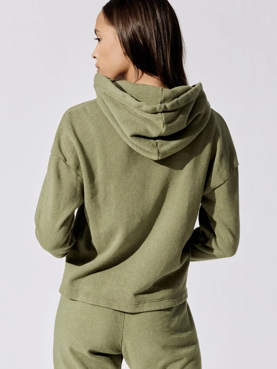 Vintage Fleece Gem Hoodie - Basil With Jade
