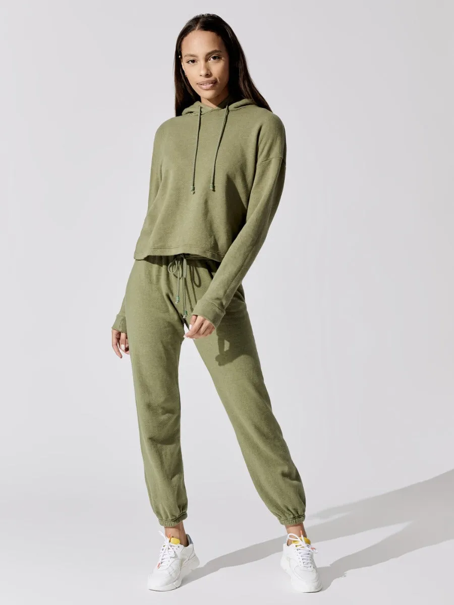 Vintage Fleece Gem Hoodie - Basil With Jade