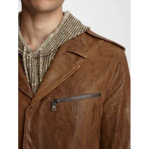 Vintage Leather Biker Jacket For Men