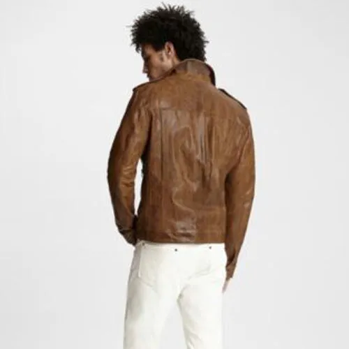 Vintage Leather Biker Jacket For Men