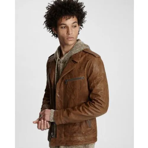 Vintage Leather Biker Jacket For Men