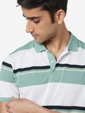 WES Casuals Sage Slim-Fit Striped Polo T-Shirt