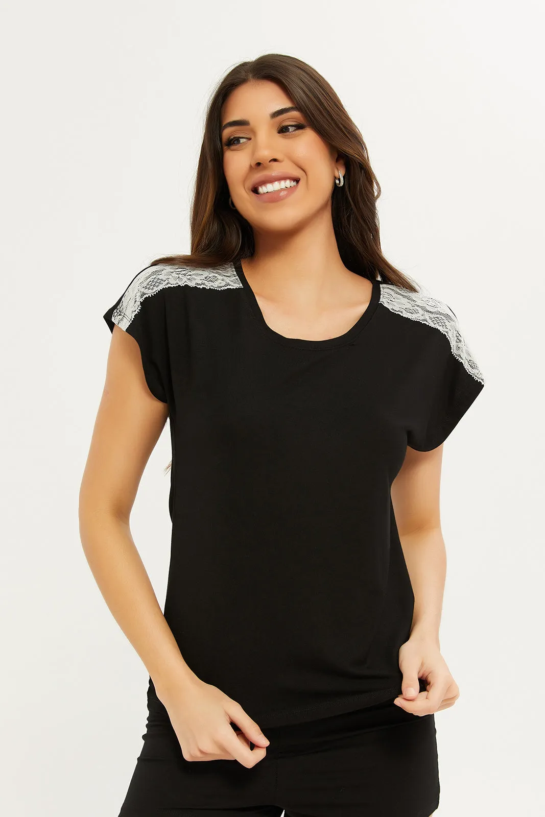 Women Black Lace Cami Set (2 Piece)