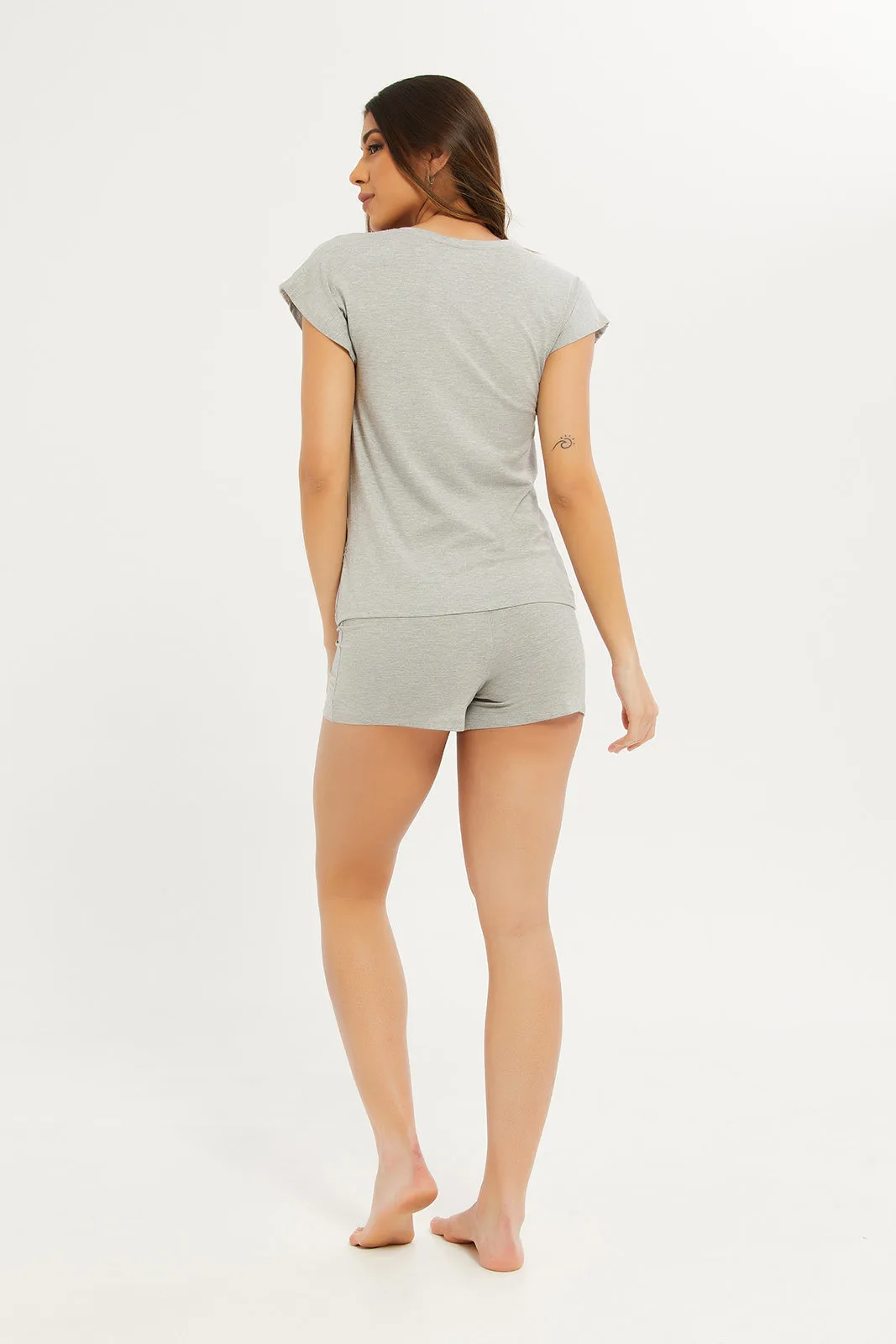 Women Grey Lace Cami Set (2 Piece)