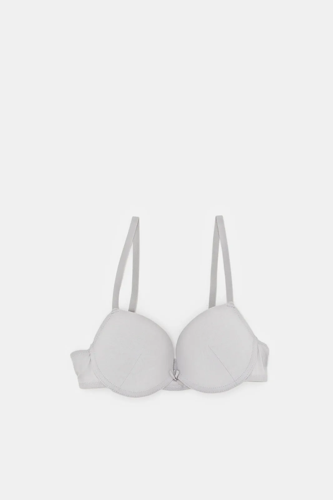 Women Grey Lace Padded T-Shirt Bra Set (Pack of 2)