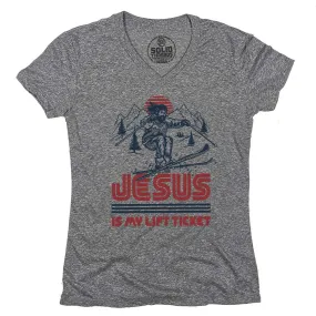 Women's Jesus Is My Lift Ticket V-Neck Tee