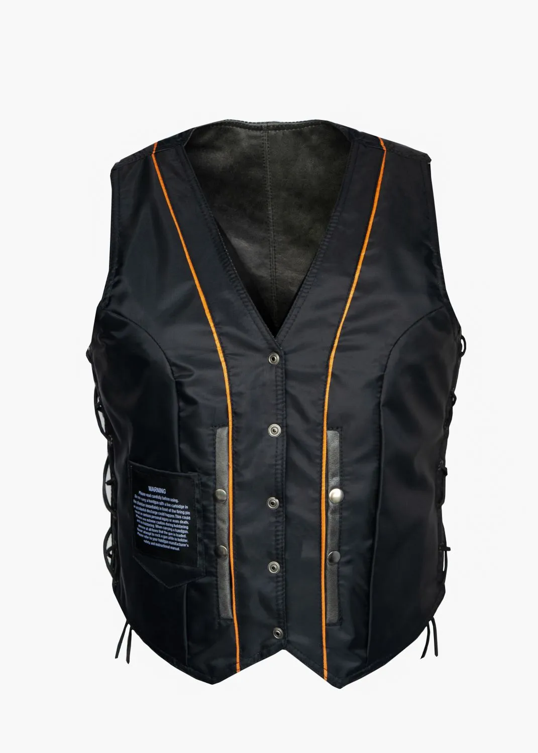 Women's Long Gray Motorcycle Vest with Braid