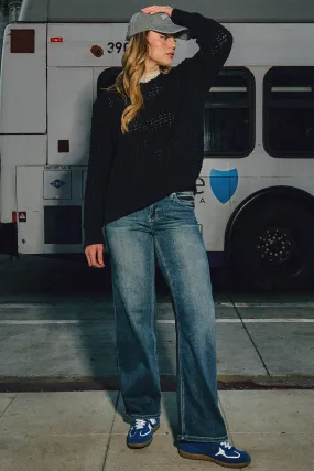 Women's Mid Rise Premium Stretch Wide Leg Jeans