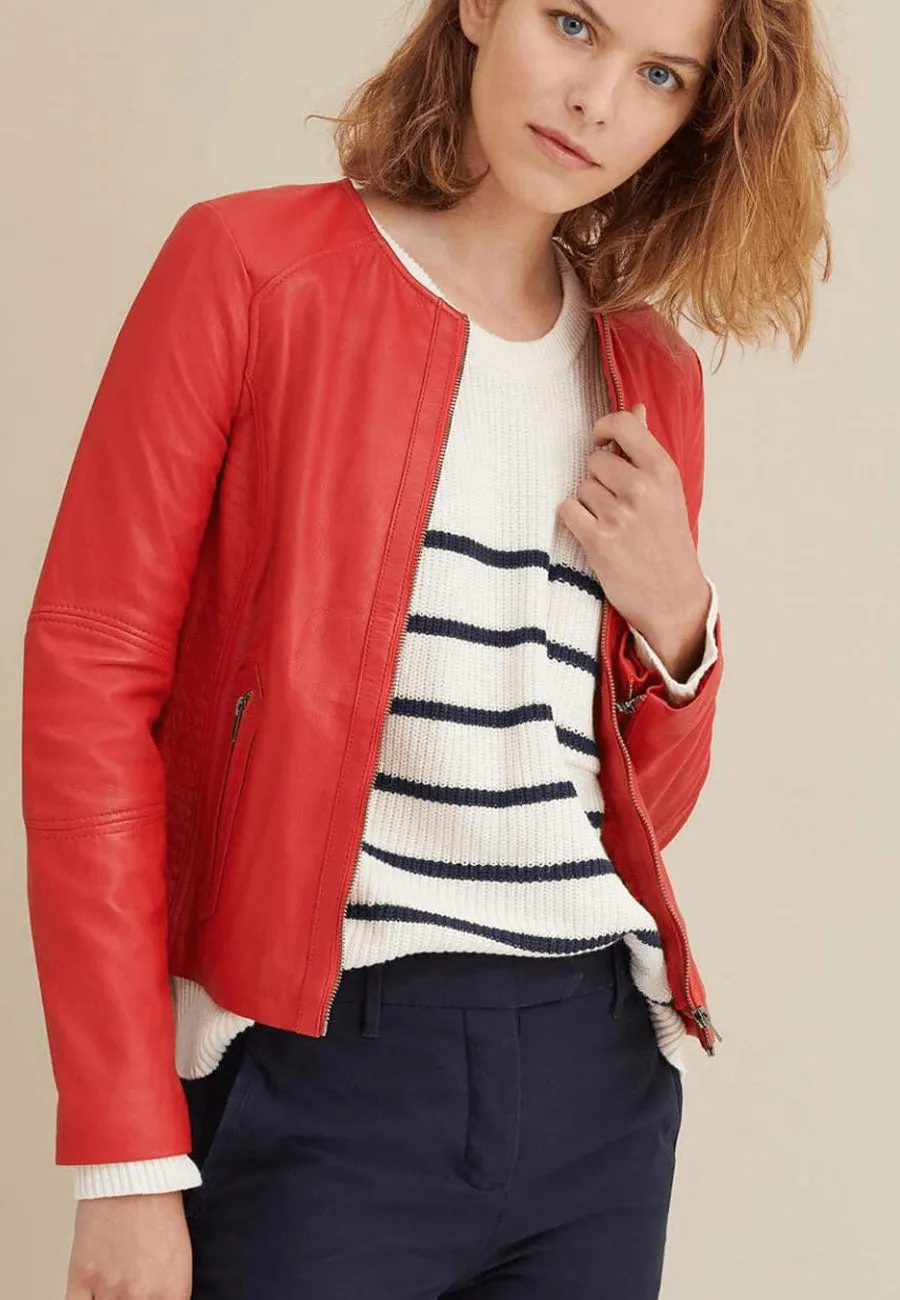 Women's Red Leather Jacket