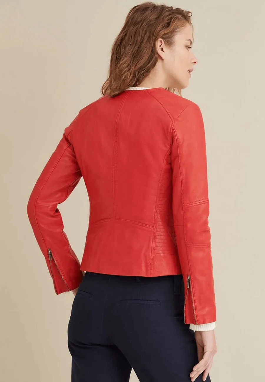 Women's Red Leather Jacket