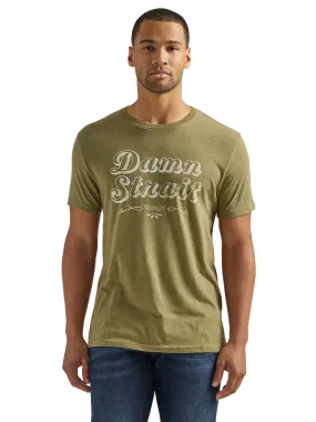 Wrangler Men's George Strait Damn Strait Graphic In Olive Heather Shirt